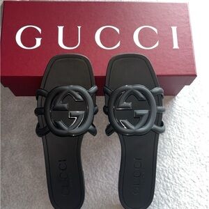 Gucci Black Logo Slide Sandals